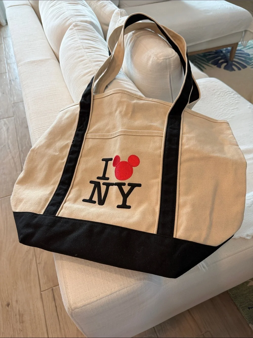 Vintage Classic Canvas Disney Tote Bag I LOVE NY Mickey NYC World of Disney